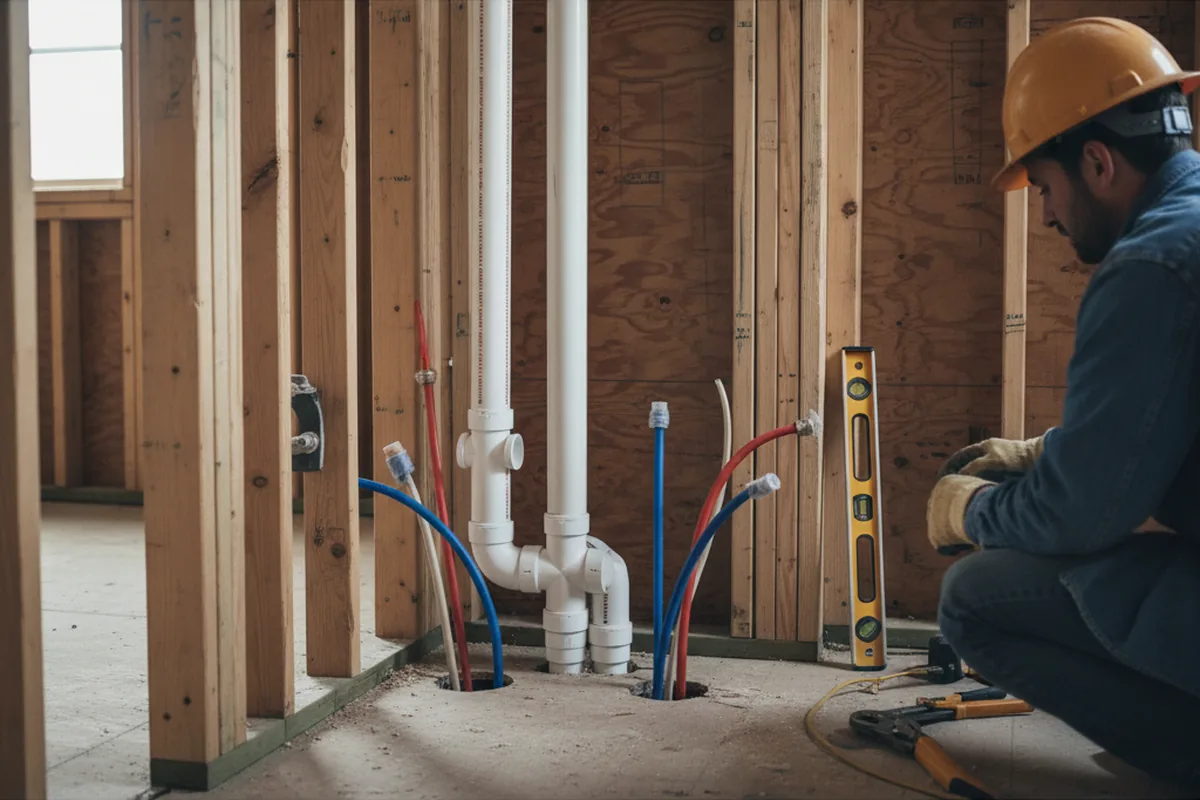 Drain and supply rough-in during Garbage Disposal Repair in Pico Rivera