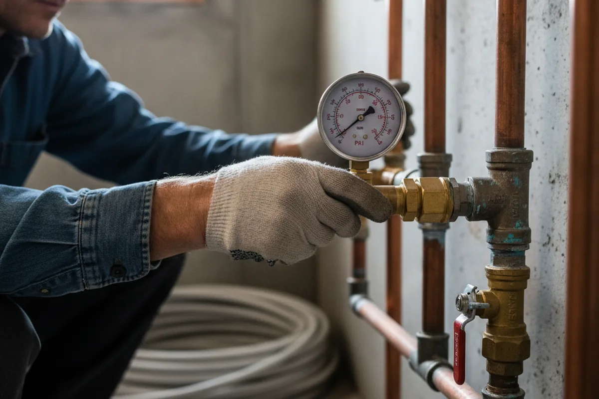 Pressure testing a repaired line during Water Line Repair in Pico Rivera